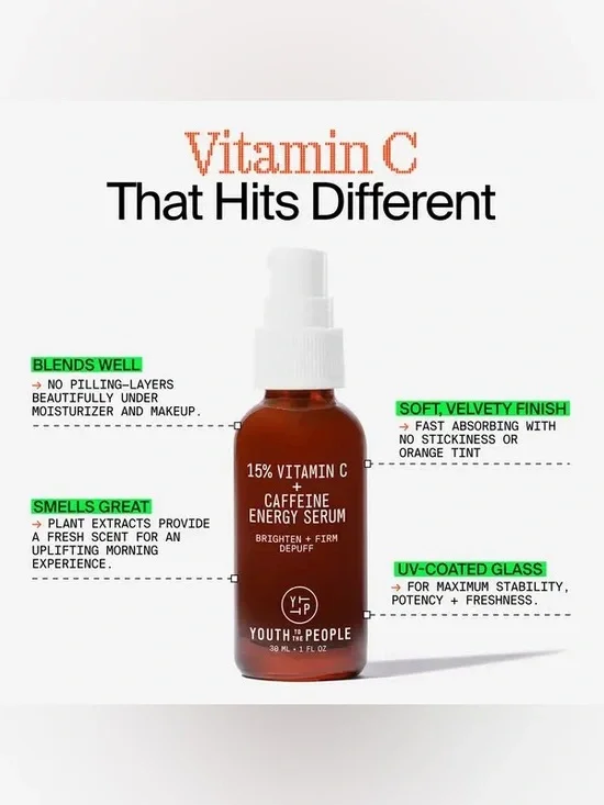 Youth To The People 15% Vitamin C + Caffeine Energy Serum - 8ml - Picture 5 of 8